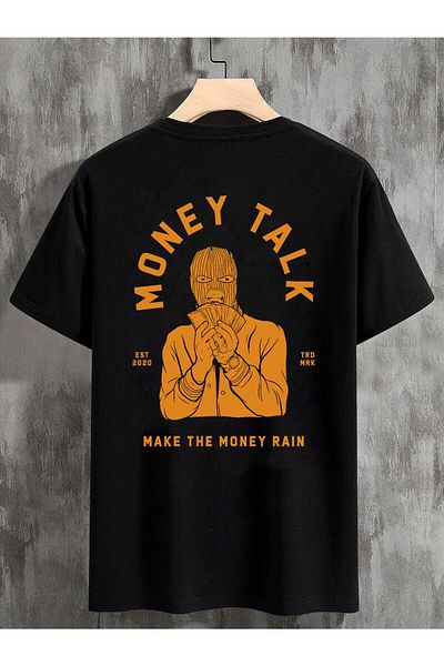 Relax family xf Tricou oversize unisex negru - Money Talk Back Print