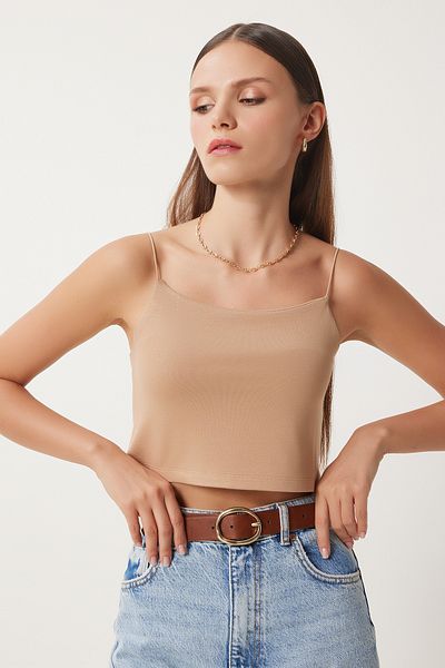 Happiness İstanbul Dámský řemínek z norkového lana Pletený Bustier Lİ00001