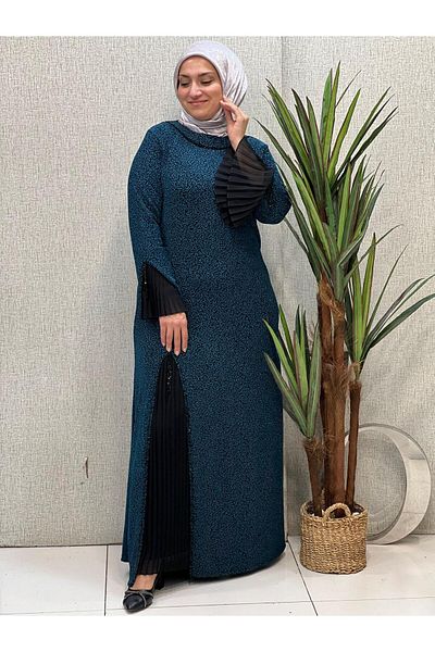 Butik büyük beden فستان سهرة مطوي من الأمام