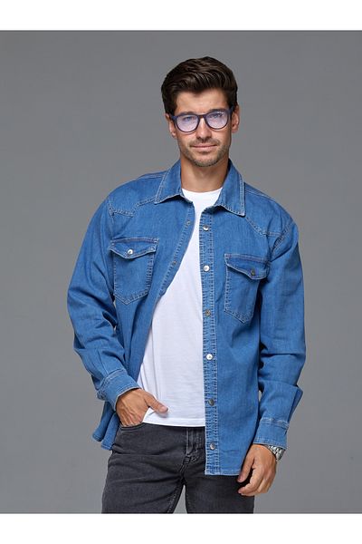 muzzo jeans Cămașă oversize din denim albastru deschis