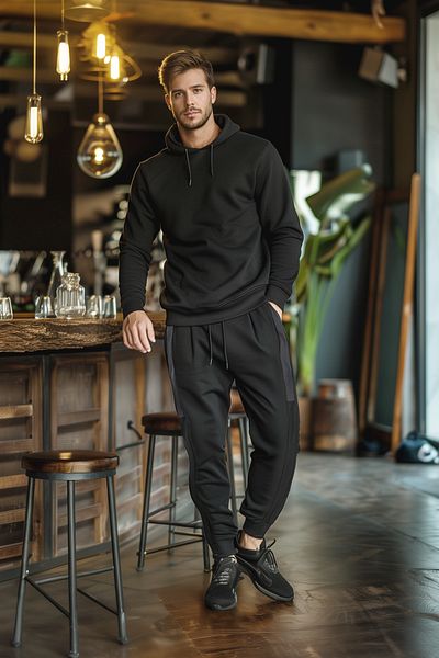 Trendyol Collection Színes blokk fekete sport melegítőnadrág - normál szabású TMNAW25EA00030
