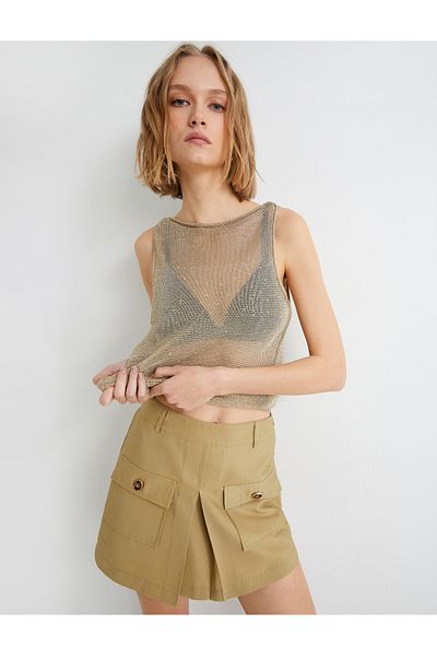 Koton Tricou cu croșetat lucios cu gât rotund