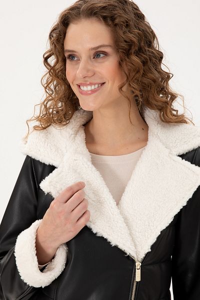U.S. Polo Assn. سترة جلدية سوداء للمرأة 50297225 -001