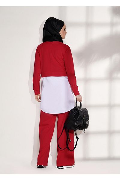 TRENDTESETTÜR بنطلون نسائي أحمر T 4005 Loreen بخصر مطاطي