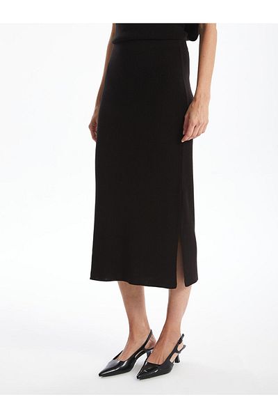 LC Waikiki Fusta tricotaj pentru femei LCWAIKIKI Classic Black cu talie elastică