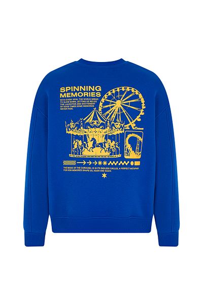 Eazy Co Eazy Spinning Memories Oversize Saks Unisex Crew Neck Thick Sweatshirt