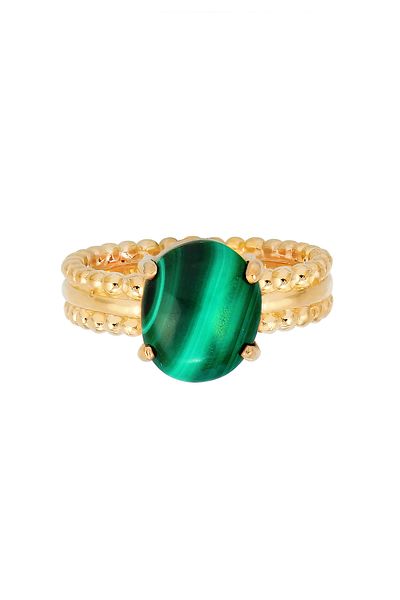 ELLI Ring Cocktail mit Malachit in 925 Sterling Silber vergoldet