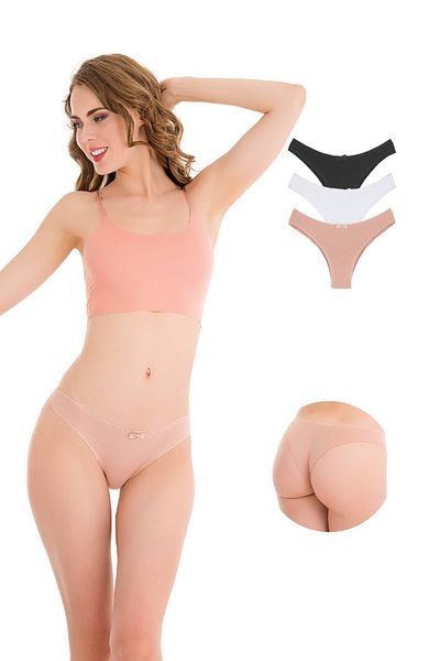 Newlilla 3232 Plain Cotton Brazilian 3-Piece Women's Panties