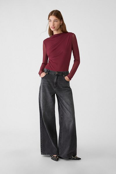 Stradivarius Gathered Tulle Bodysuit