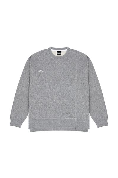 Eazy Co Patchwork Patched Spring Coat Oversize Unisex Gray Melange Crew Neck Premium Sweatshirt