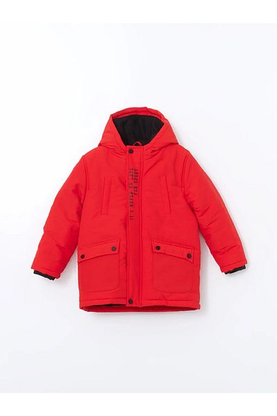 LC Waikiki Lcw Kids Red Hooded Boys' Coat