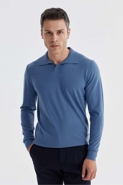 Jakamen Petrol Slim Fit Polo Neck Knitwear Sweater