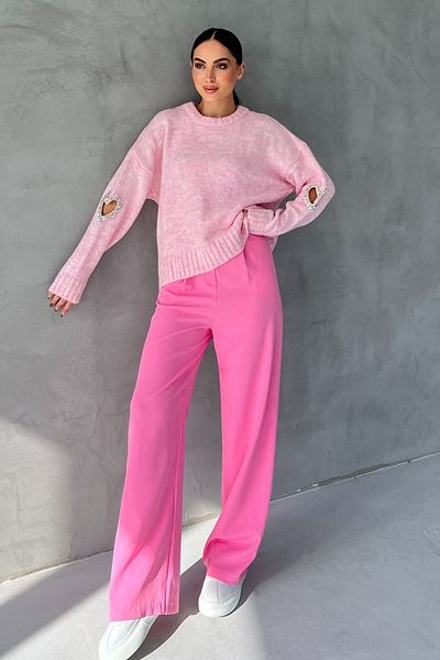 Seda Yalçın Atelier Pantaloni Palazzo roz cu buzunar la spate