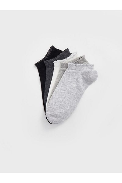 LC Waikiki Ciorapi papuci simpli pentru femei LCW DREAM gri, pachet de 5