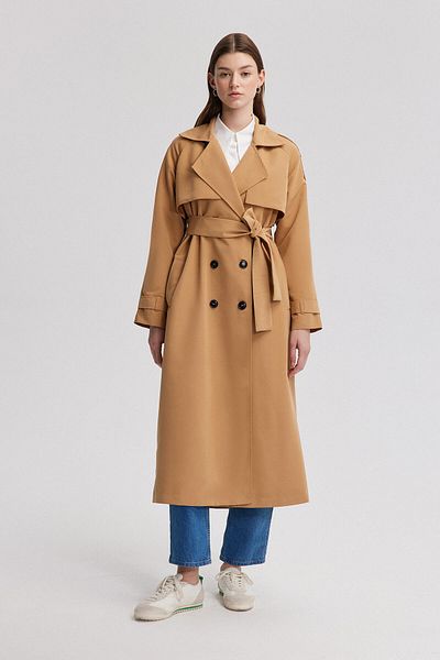 Touché Privé Trench Coat with Waist Belt and Epaulet Detail