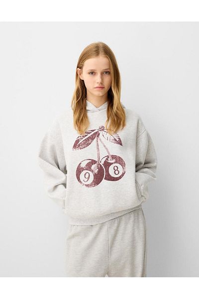 The Champ Clothing Παιδικό - Γκρι 98 Cherries Printed, Hooded Oversize Hoodie