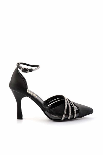 Bambi Damen-Abendschuhe aus mattschwarzem Satin K 01471060538