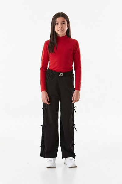 Fulla Moda Pantaloni pentru fete cu detaliu panglică