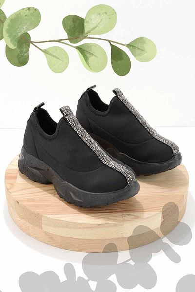 Bambi Schwarzer Stretch-Damen-Sneaker K 01228074017