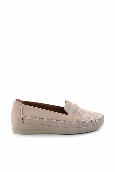 Bambi Beige Lame Stone Damen-Loafer-Schuhe K 01621073009