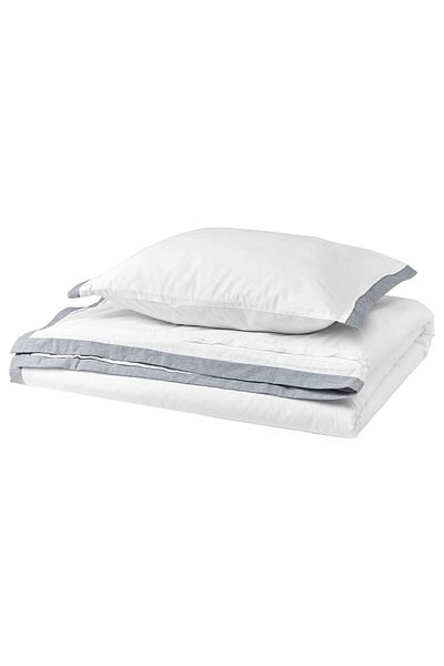 IKEA Set lenjerie pat TATELSMYGARE, alb-albastru, 150x200/50x60 cm Kentsoylu
