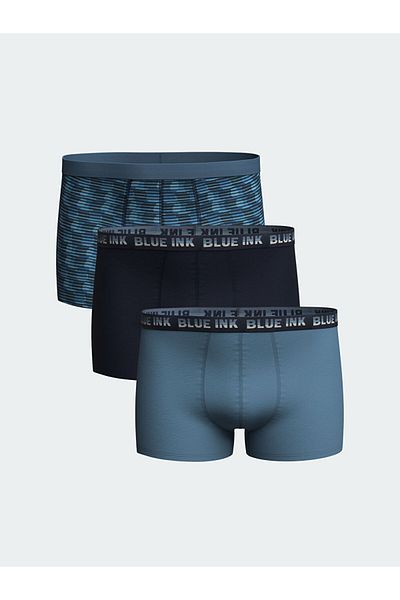 LC Waikiki Blue Standard Fit Cotton Flexible Men's Boxers 3 Pcs