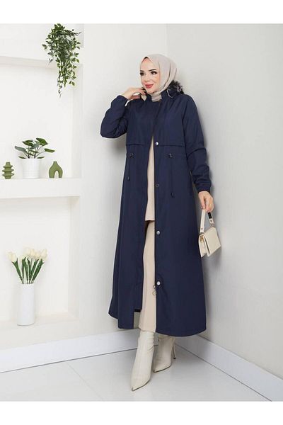 GLR&GYM Nurgün Women's Large Size with Fleece Inside Cloth Fabric Full-Size Mother Bonded Coat