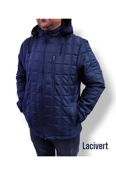 OKER Normal and Large Size Quilted Men's Coat & Coat Inside Fur Travel Hood