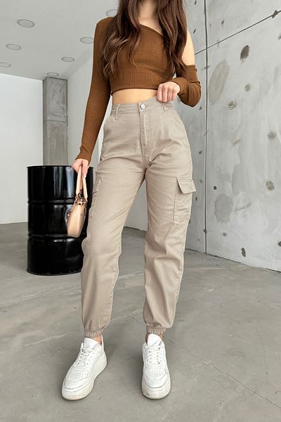 BİKELİFE Παντελόνι Cargo Pocket Gabardine Beige