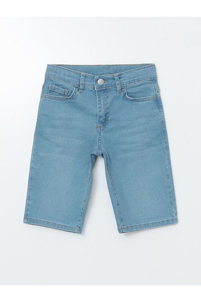 LC Waikiki Pantaloni scurți de jeans pentru băieți LCW Kids cu talie elastică reglabilă