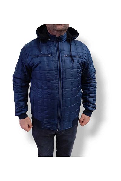 OKER Men's Hooded Coat - Regular and Plus Size, Elastic Sleeves and Waist, Fur Inside Portable Coat