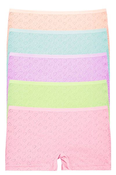 Newlilla Girl's Boxers with 120 Hearts 100% Cotton Pack of 5 Shorts