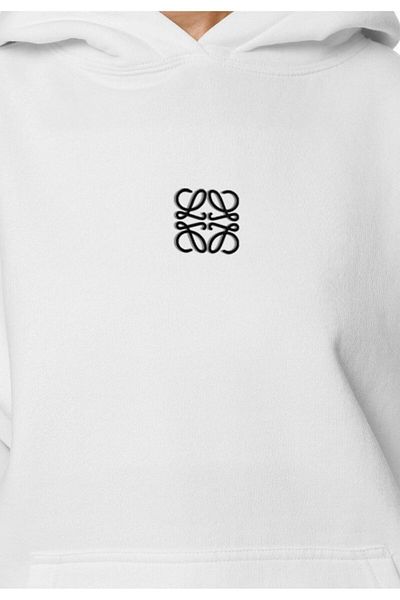 The Champ Clothing Fleecová mikina s kapucí a 3D logem s potiskem bílé oversize mikiny s kapucí