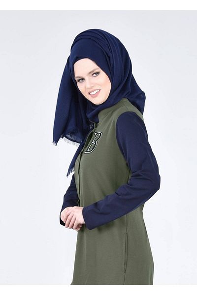 TRENDTESETTÜR Jachetă sport hijab pentru femei de culoare kaki T 3911 - Închidere cu capse în față, model Bwest