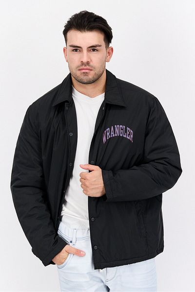WRANGLER Men Graphic Print Long Sleeve Puffer Jacket, Black