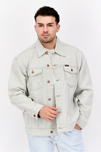 WRANGLER Men Washed Long Sleeve Denim Jacket, Light Blue