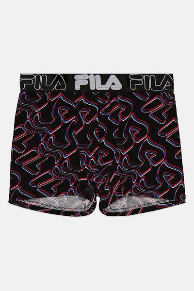 Fila Kids Boy Allover Print Boxer Brief, Black Combo