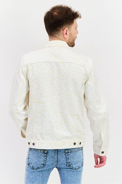 WRANGLER Men Animal Print Denim Jacket, Off White