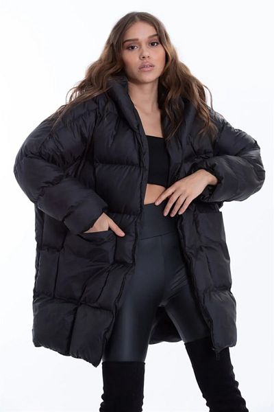 CurcunaShop سترة نسائية ذات قلنسوة كبيرة الحجم من Bat Model باللون الأسود