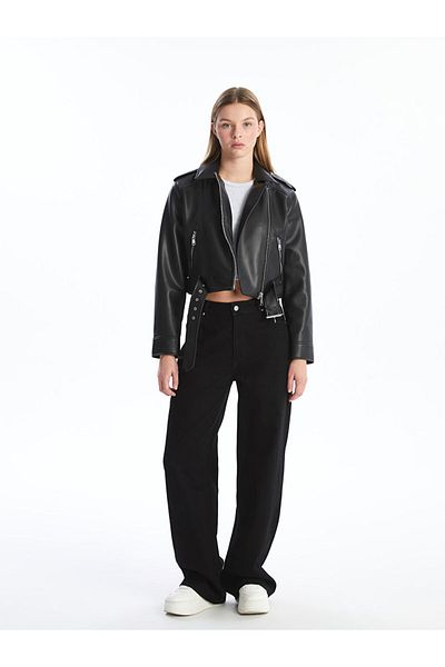 LC Waikiki Jachetă LCW Vision Biker Guler pentru femei cu aspect piele