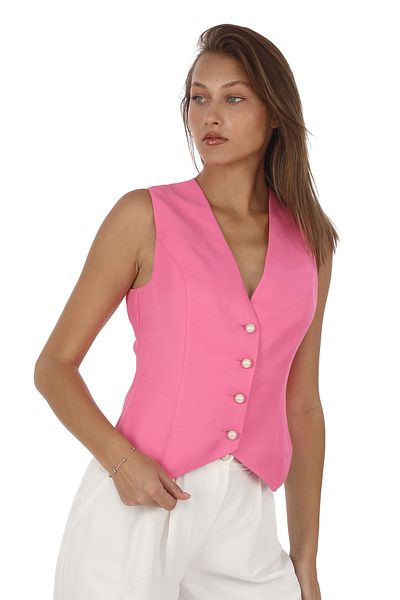 PEARL Linen Pearl ButtoneD vest anD Comfortable PleateD Pants Set - Custom MaDe