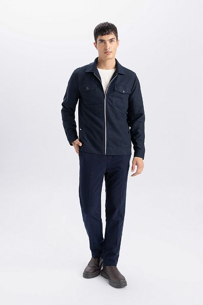 DeFacto Płaszcz z golfem Slim Fit Slim Fit z zamkiem błyskawicznym D7533Ax25Sp
