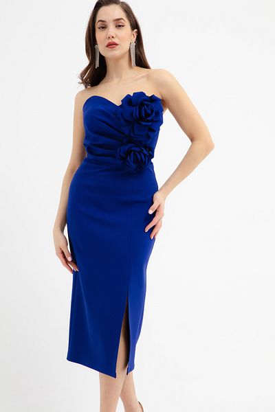 Lafaba Women's Saks Strapless Neckline Floral Promise Engagement Wedding Evening Dress