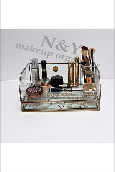N&Y makeup organizer Paris Series Model 111 +1 Drawer Makeup Organizer (Antique Gold) 28 cm