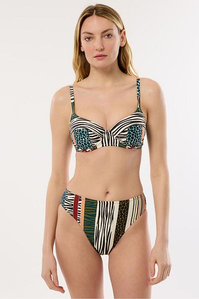 AYYILDIZ 40218 Green Brown Gathering Bikini Set