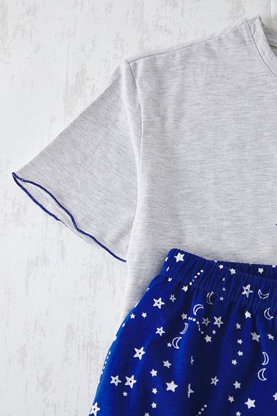 Trendyol Curve Navy Blue Galaxy Patterned Baby Overlock Detailed Knitted Pajamas Set Tbbss25Ai00071