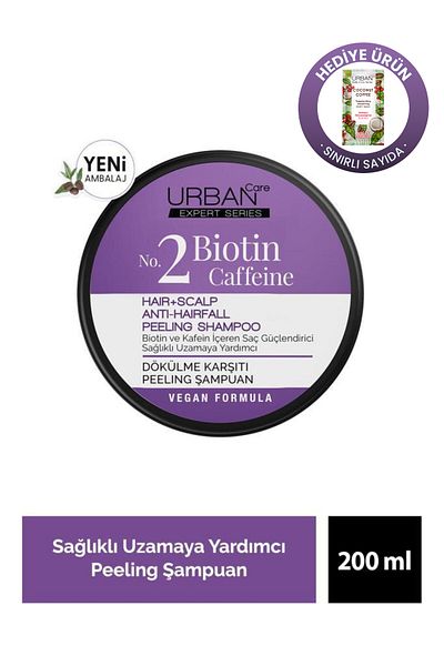 Urban Care Expert Series Biotin & Caffeine Peeling Shampoo 200 Gr + Coconut Coffee Shower Gel 10 ml