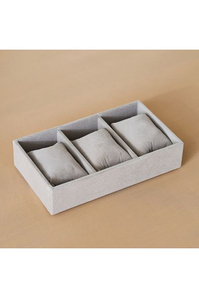 Home Box صينية مجوهرات مخملية مكونة من 3 أقسام مع 3 وسائد للساعات