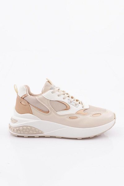 DGN Pantofi sport pentru damă, cu șireturi, cu spate elastic, cu talpă groasă, roz bej 892683138