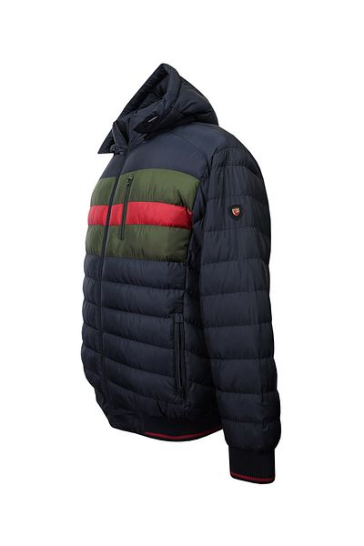 tambattal Large Size Men's Coat - Ribbed Navy Blue Dekons